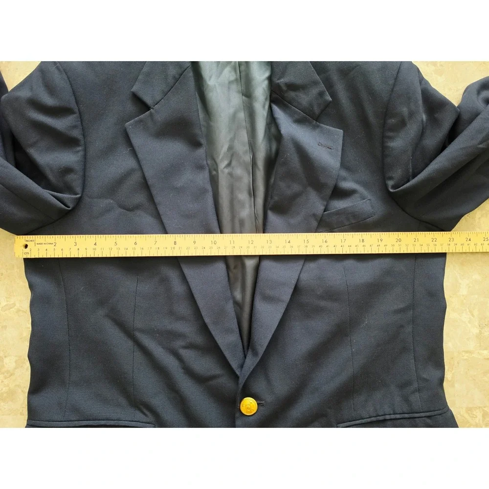 Polo University Club Ralph Lauren Navy Blazer Gold Crest Buttons USA Made 46R
